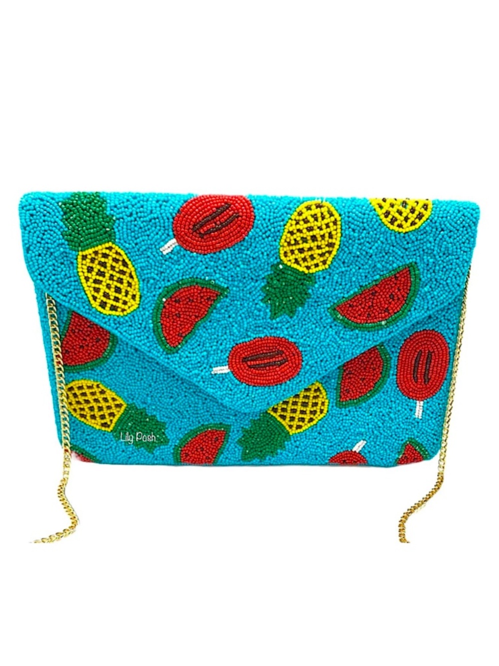 Beaded Fruit Crossbody Clutch Bag, Boho Turquoise Fruit Bag, Lily Posh
